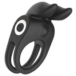Enhancer Vibrating Rabbit Silicone C-Ring for Couples, Black