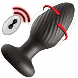 Ass-Sation Vibrating and Rotating Anal Plug with Remote, 3.75 Inch, Black