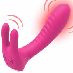 The Royale Bunny Heat Warming Up Silicone Vibrator, 6.5 Inch, Pink
