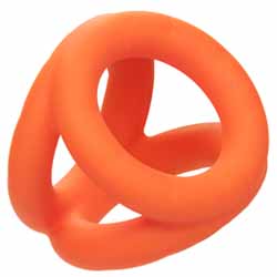 CalExotics Alpha Liquid Silicone Tri-Ring, Orange