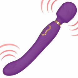The Beat Dual Pleasure Silicone Wand with Fingering Modes, 10 Inch, Purple