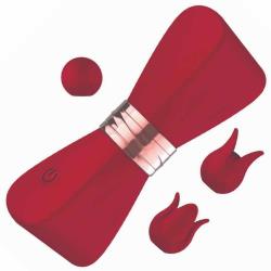 Nasstoys Gold Glam Tri-Tip Pinpoint Massager Kit, 3.5 Inch, Red