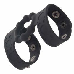Magic Beaded Silicone Cock Ring with Adjustable Ball Straps, Black