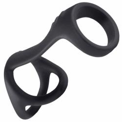 Magic Ridged Silicone Cock Strap with Ball Stretcher, Black