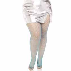 Leg Avenue Gaia Spandex Net Industrial Tights, 1X/2X, Neon Blue