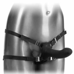 Her Royal Harness ME2 Rumbler Rechargeable Silicone Strap-On with Remote, 6.5 Inch, Black