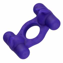 CalExotics Silicone Rechargeable Triple Orgasm Enhancer Vibrating Cock Ring, Purple