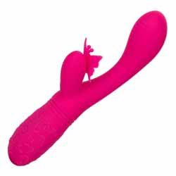 Rechargeable Butterfly Kiss Flutter Silicone G-Spot Massager, 7 Inch, Pink