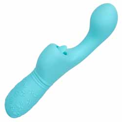 Rechargeable Butterfly Kiss Flicker Silicone G-Spot Massager, 7.5 Inch, Blue