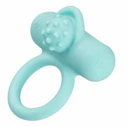 Nubby Lover`s Delight Rechargeable Vibrating Silicone Cock Ring, Teal