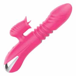 Intruder Heat-Up Thrusting Dual-Stimulation Silicone Vibrator, 7.5 Inch, Pink