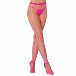 Dreamgirl Fence Net Pantyhose, One Size, Neon Pink