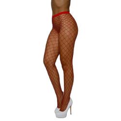Dreamgirl Fence Net Pantyhose, One Size, Red