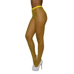 Dreamgirl Fence Net Pantyhose, One Size, Yellow