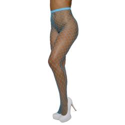 Dreamgirl Fence Net Pantyhose, One Size, Neon Blue