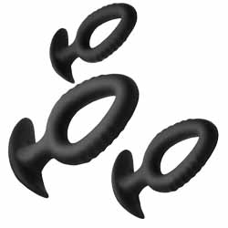 Master Series Pop Plugs Hollow Silicone Anal Trainer Set, 5 Inch, Black