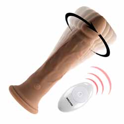 Evolved Twirl Jam Silicone Remote-Controlled Twirling Vibrator, 9.25 Inch, Mocha