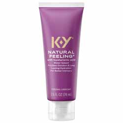 K-Y Natural Feeling Water Based Lubricant with Hyaluronic Acid, 2.5 fl.oz (74 mL)