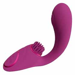 Vive GEN Double Ended Pulse Wave Air-Wave Bendable Vibrator, 6 Inch, Pink