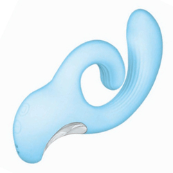 Sky Cumulus Swirl G-Spot Dual-Motor Rechargeable Vibrator, 6.25 Inch, Blue