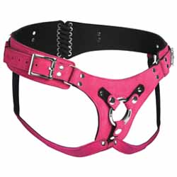 Strap U Bodice Deluxe Leather Corset Harness, One Size, Pink