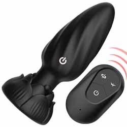 Atomic Rotating and Vibrating Plug with Remote, 5 Inch, Black