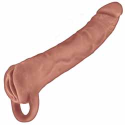 1.6 Inch Extra Length Great Extender 2-in-1 Enlarger and Masturbator, 8 Inch, Mocha