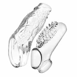 Magic Dual Sleeve Kit Textured Penis Enhancer Set, Clear